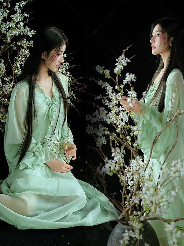 Ethnic Fashion Studio - Grünes Kleid im chinesischen Stil, traditionell