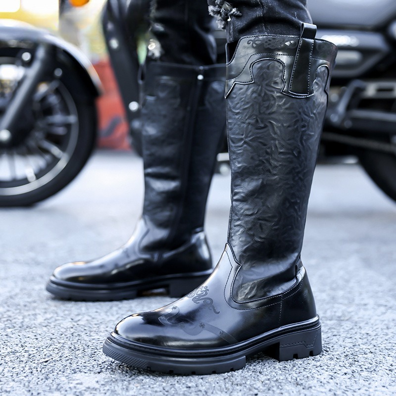 Ethnic Fashion For Men - Männer Mid-kalb Stiefel Hohe Qualität Patent