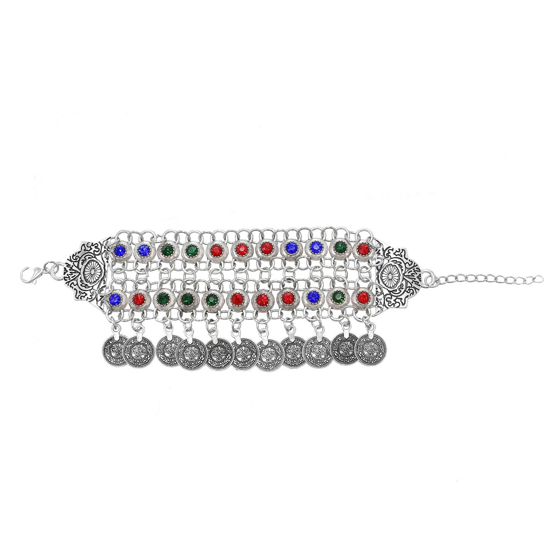 Ethnic Fashion Pakistan - 3 Stil bunte Kristall münze Armband