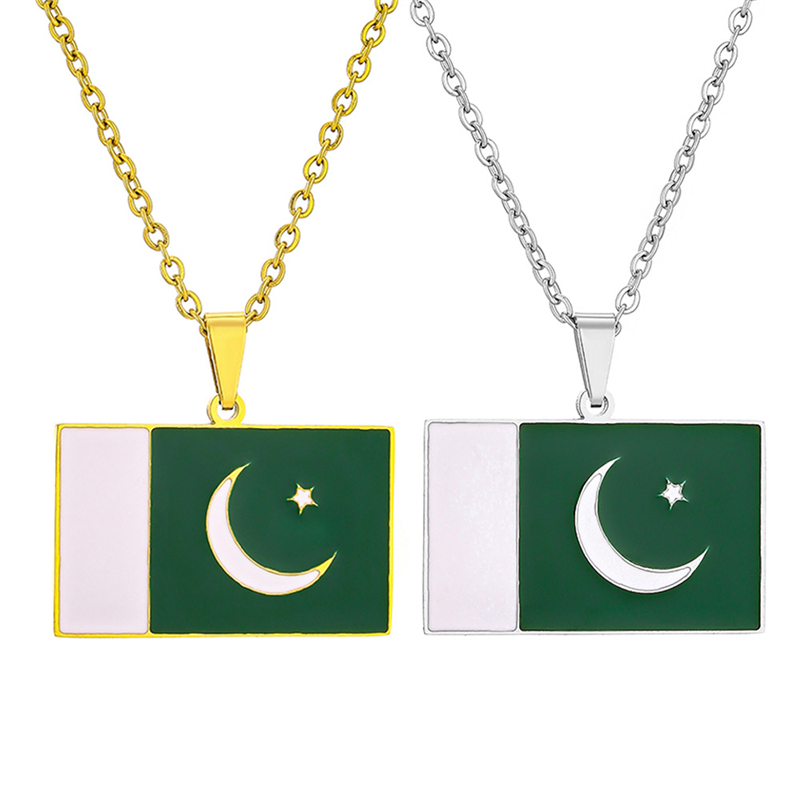 Ethnic Fashion Pakistan - Pakistanische Nationalflagge Anhänger Halskette für Frauen