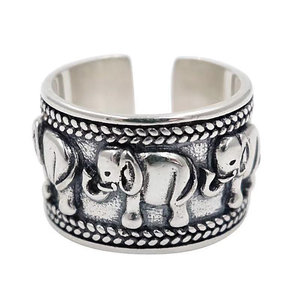 Ethnic Fashion Pakistan - Punk Vintage silbernen Elefanten Muster Ring