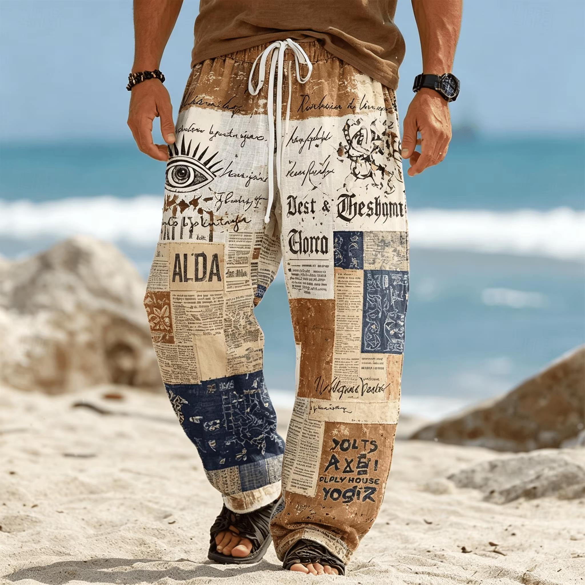 Ethnic Fashion For Men - Sommermode Neuer Bohemian-Ethno-Stil Lose Gerade Hosen