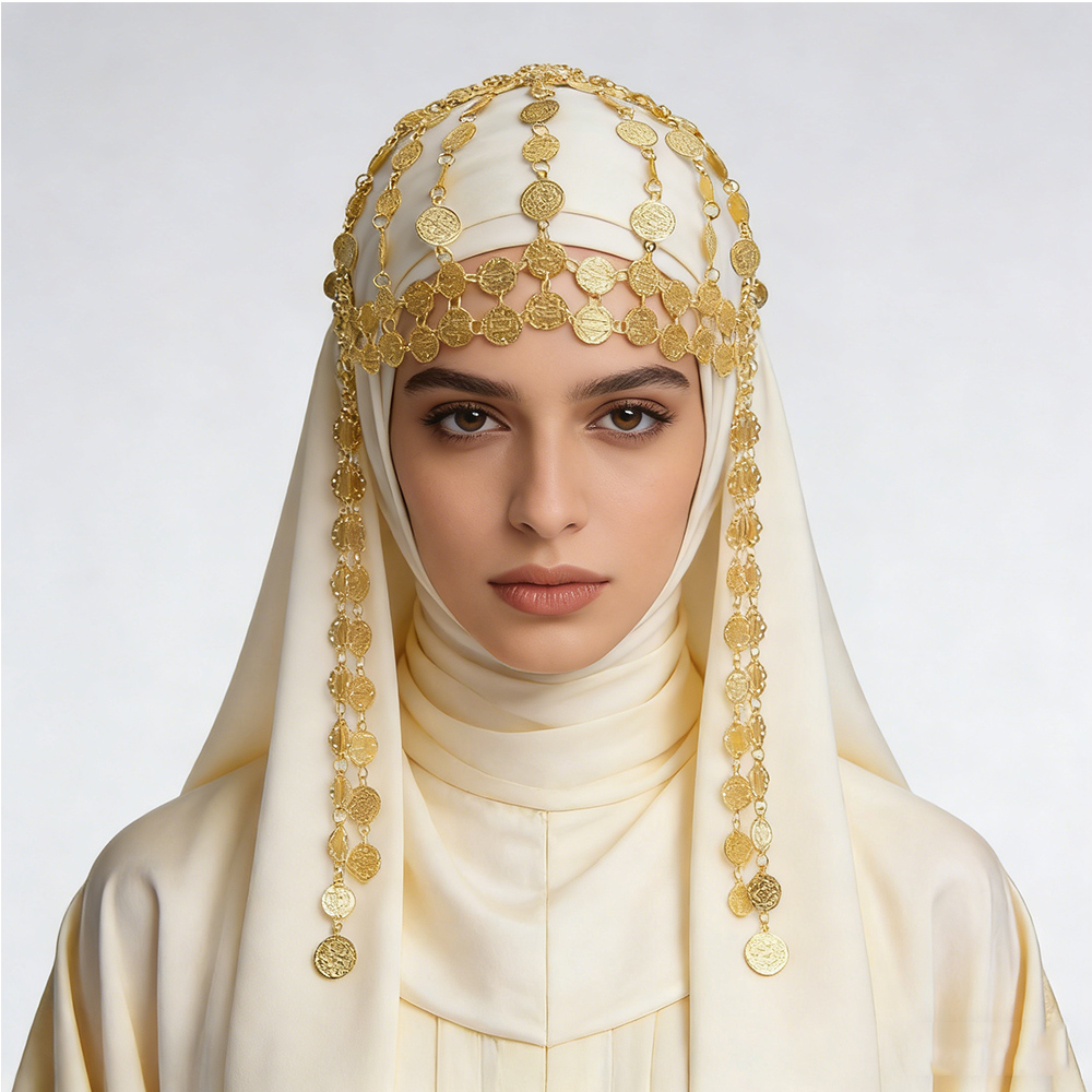Ethnic Fashion Pakistan - Vergoldete Legierung Münze Schönheit Kopf Hut