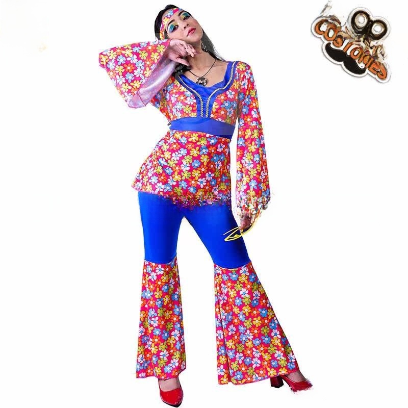 Ethnic Clothing & Online Fashion Store Khaadi Us - Damen Hippie-Kostüm mit Großen Blumen Disco-Outfit