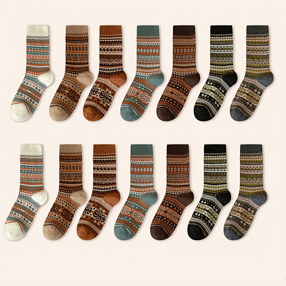 Retro-7-Farben-Socken in der M – Winter Ethnic Fashion For Women Bewertung und Preis