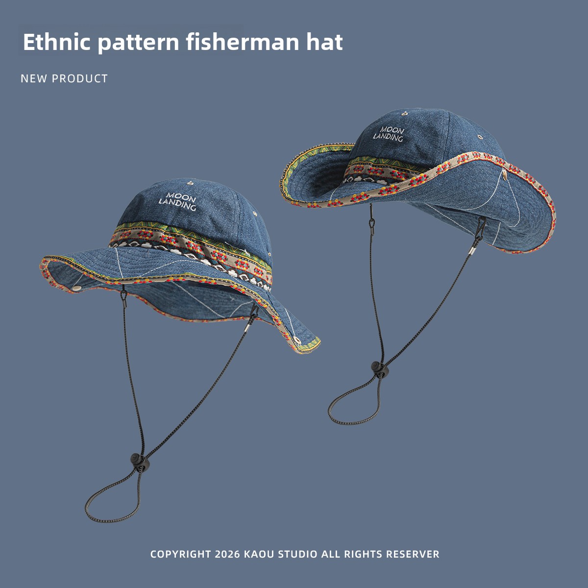 Bohemian Denim Bucket Hat für  – Ethnic Fashion Photography Bewertung und Preis