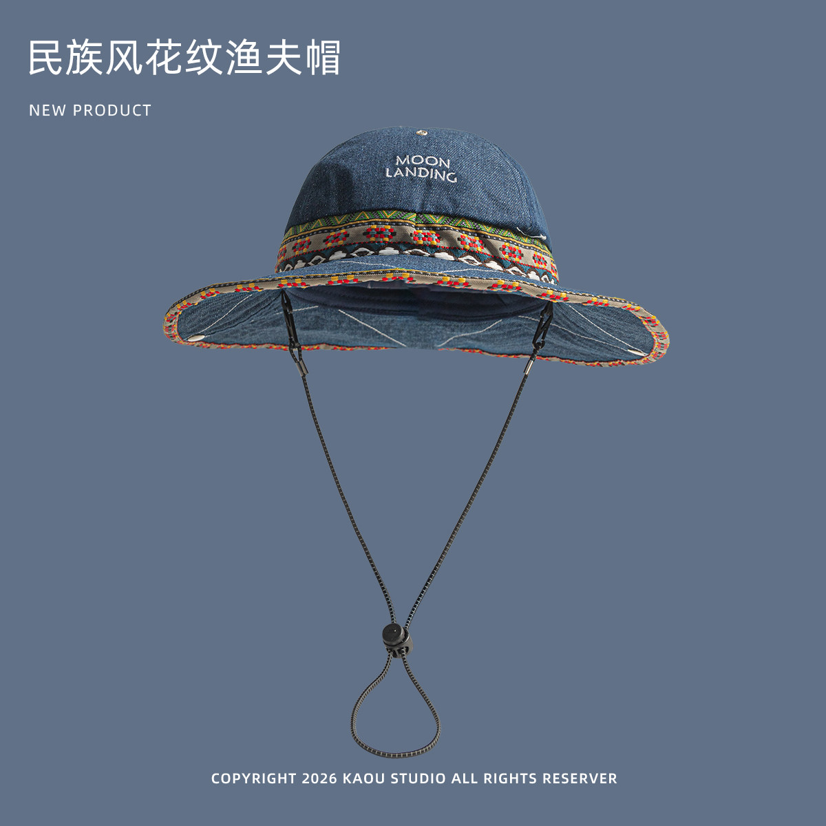 Bohemian Denim Bucket Hat für  – Ethnic Fashion Photography Bewertung und Preis