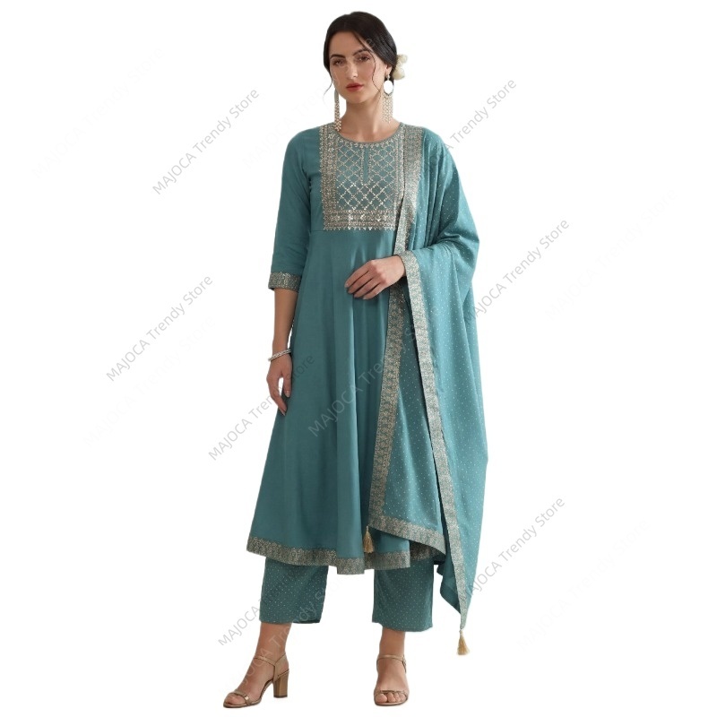 Pfauenblauer Indischer 3-Teili – Salwar Kameez Set Bewertung und Preis