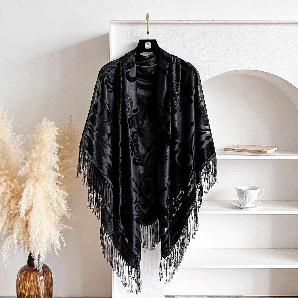 Retro Samt-Quastenschal mit Bl – Winter Ethnic Fashion For Women Bewertung und Preis