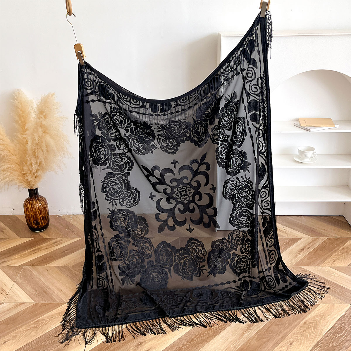 Retro Samt-Quastenschal mit Bl – Winter Ethnic Fashion For Women Bewertung und Preis