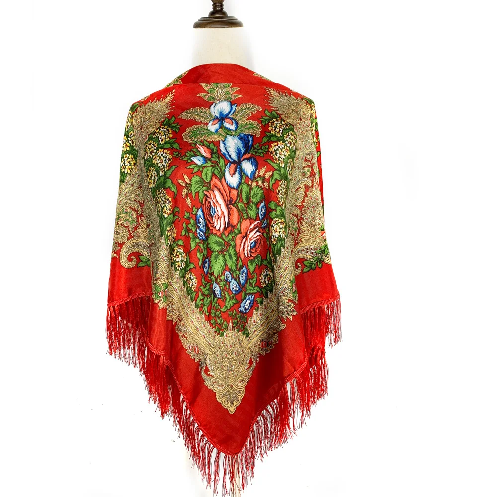 130*130cm ethnischen Stil russ – Winter Ethnic Fashion For Women Bewertung und Preis
